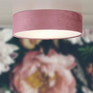 drum-3-lights-flush-ceiling-light-pink-velvet-shade