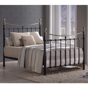 elizabeth-black-metal-double-bed-with-brushed-brass-finials