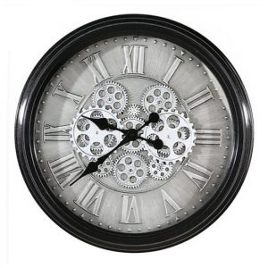 factona-glass-wall-clock-anthracite-silver-metal-frame