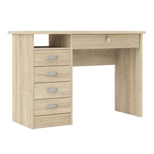 frosk-wooden-5-drawers-computer-desk-oak