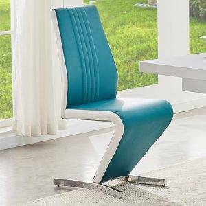 gia-faux-leather-dining-chair-teal-white-chrome-base
