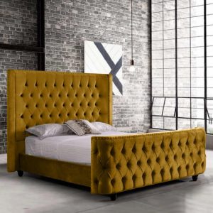 hammond-plush-velvet-double-bed-mustard