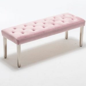 kepro-velvet-upholstered-dining-bench-pink