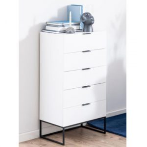 kessito-narrow-chest-of-5-drawers-matt-white