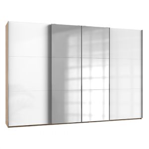 kraza-mirrored-sliding-4-dr-wide-wardrobe-gloss-white-oak