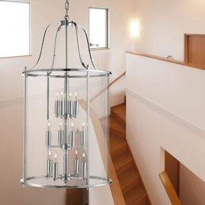 lantern-12-lights-clear-glass-ceiling-pendant-light-chrome