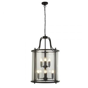 lantern-8-lights-clear-glass-ceiling-pendant-light-black