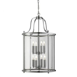 lantern-8-lights-clear-glass-ceiling-pendant-light-chrome