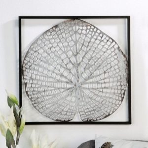 leaf-metal-wall-art-silver-antique-dark-brown-frame
