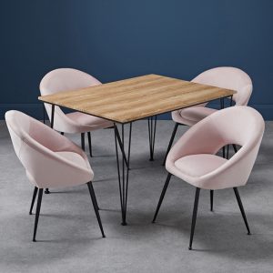 lyza-medium-oak-dining-table-4-lacee-pink-chairs