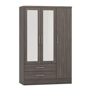 mack-mirrored-wardrobe-3-door-2-drawer-black-wood-grain