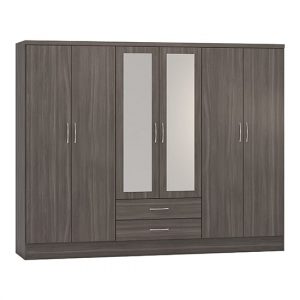mack-mirrored-wardrobe-6-doors-black-wood-grain