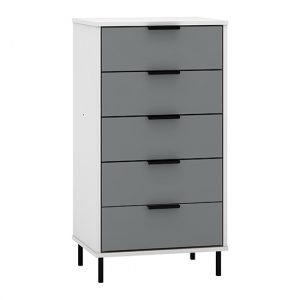 madric-narrow-high-gloss-chest-of-5-drawers-grey-white