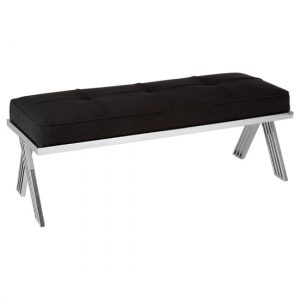 markeb-black-fabric-dining-bench-silver-steel-frame