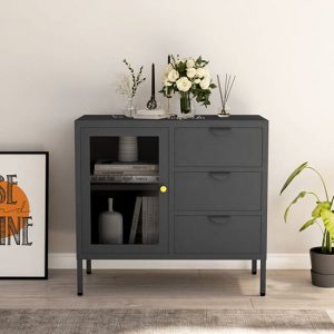 masika-steel-display-cabinet-1-door-3-drawer-anthracite