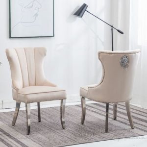 monten-lion-knocker-cream-velvet-dining-chairs-pair