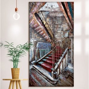 mysterious-stair-picture-metal-wall-art-multicolor
