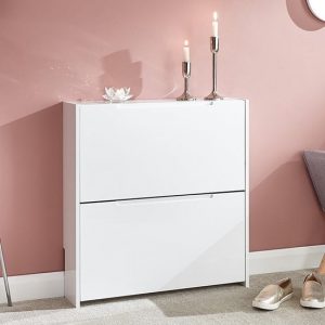 narrow-wooden-2-tier-shoe-storage-cabinet-white-high-gloss