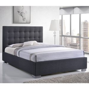 nevada-fabric-double-bed-grey-with-chrome-metal-legs