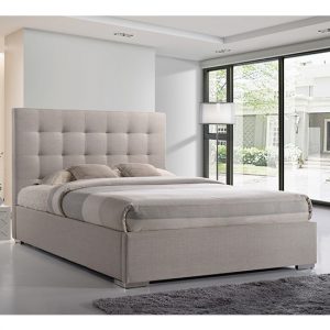 nevada-fabric-double-bed-sand-with-chrome-metal-legs