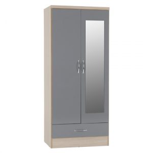 nunky-2-doors-1-drawer-mirrored-wardrobe-grey-gloss-oak