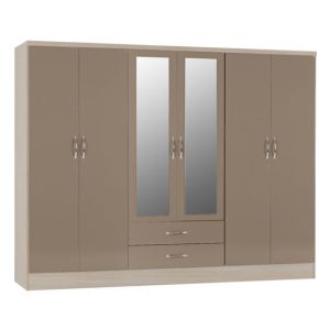 nunky-gloss-6-door-2-drawer-wardrobe-oyster-light-oak