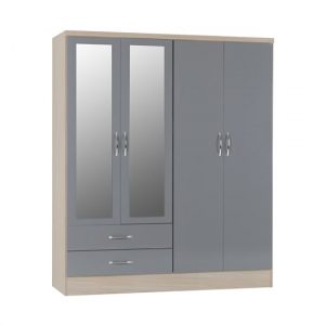 nunky-mirrored-wardrobe-grey-gloss-4-doors-2-drawers