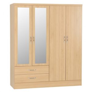 nunky-mirrored-wardrobe-sonoma-oak-4-doors-2-drawers