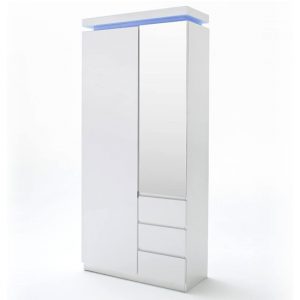 ocean-led-wardrobe-high-gloss-white-1-door-3-drawers