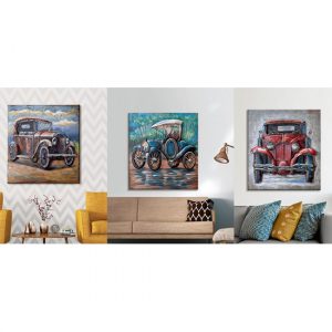 oldtimer-picture-set-of-3-metal-wall-arts-multicolor