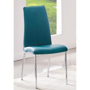 opal-faux-leather-dining-chair-teal-chrome-legs-new