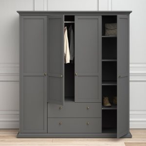 paroya-wooden-4-doors-2-drawers-wardrobe-matt-grey