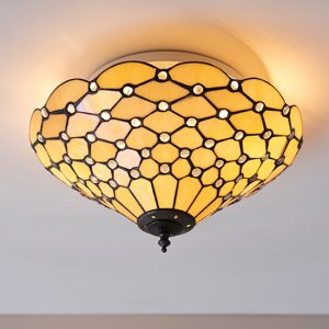 pearl-medium-tiffany-glass-flush-ceiling-light-bronze