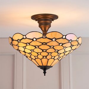 pearl-medium-tiffany-glass-semi-flush-ceiling-light-bronze