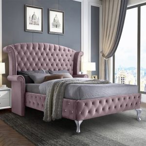 pendleton-plush-velvet-double-bed-pink