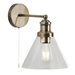 pyramid-1-light-glass-shade-wall-light-antique-brass