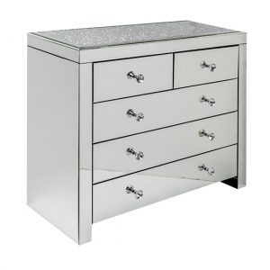 reyn-crushed-glass-top-chest-of-5-drawers-mirrored