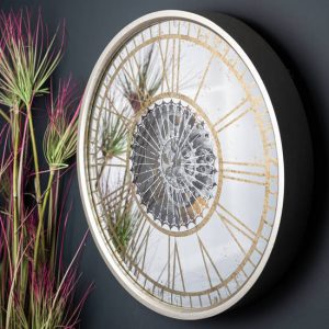 romanian-round-mirrored-wall-clock-gold