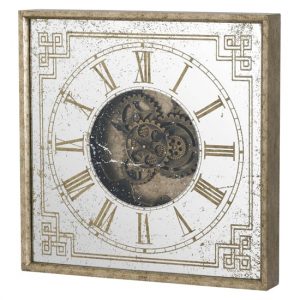 romanian-square-mirrored-wall-clock-gold