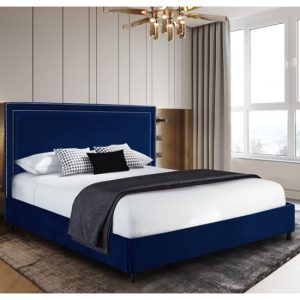 sensio-plush-velvet-double-bed-blue