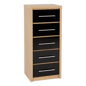 seville-5-drws-wooden-narrow-chest-black-hi-gl