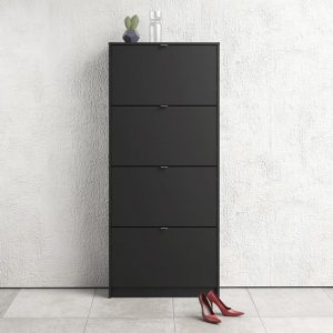 shovy-wooden-shoe-cabinet-matt-black-4-doors-2-layer