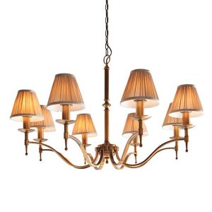 stanford-8-lts-pendant-antique-brass-beige-shades