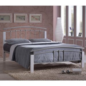tetron-metal-double-bed-silver-white-wooden-posts