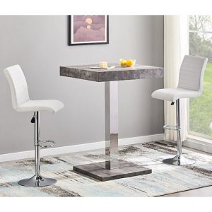 topaz-concrete-effect-bar-table-2-ripple-white-stools