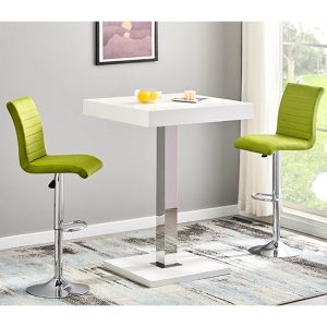 topaz-white-gloss-bar-table-2-ripple-lime-green-stools