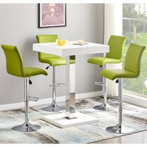 topaz-white-gloss-bar-table-4-ripple-lime-green-stools