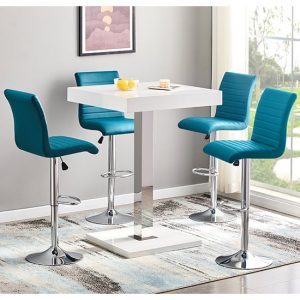 topaz-white-gloss-bar-table-4-ripple-teal-stools