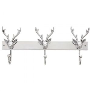 uloka-aluminium-stag-head-coat-hanger-silver-3-hooks