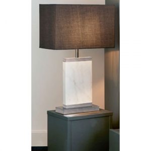unique-satin-nickel-white-marble-table-lamp-grey-shade